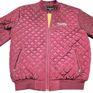 Vintage‎ Maximos Quilted Bomber Jacket USA Made 2XL Burgundy Y2k Streetwear